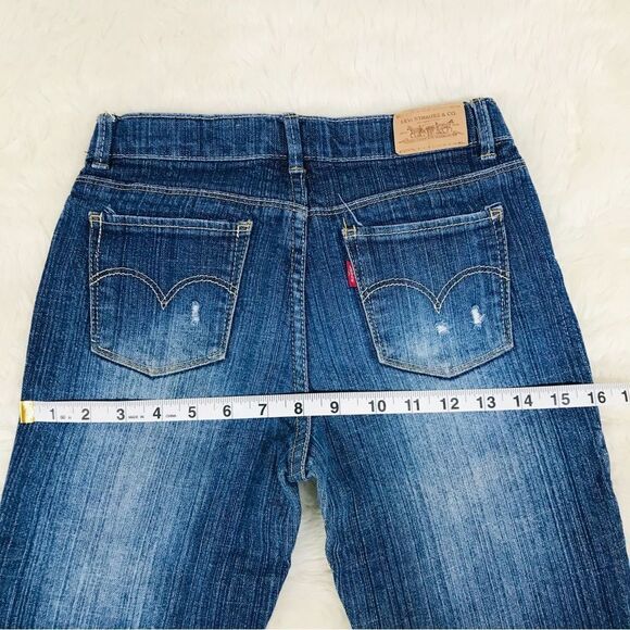 LEVI’S Girls Skinny Jeans Slim Fit Dark Wash Distressed Size 16 Slim - Picture 12 of 13